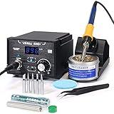 YIHUA 939D+ Digital Soldering Station, 75W Equivalent with Precision Heat Control (392°F to 896°F) and Built-in Transformer. ESD Safe, Lead Free with °C/°F display (Black)