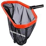 Goovilla Pool Net, Pool Skimmer Net with Double-Layer Deep Bag, Heavy Duty Aluminum Frame Swimming Pool Leaf Skimmer Rake Net with Fine Mesh, Large Pool Cleaning Net for Pond Spa Pool, Red (No Pole)