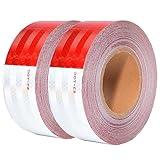 SWRT DOT-C2 Reflective Tape 2 Inch x 200 Feet Red White Reflective Tape Outdoor Waterproof Conspicuity Strong Adhesive Reflector Tape Warning Safety Reflective Tape for Vehicles Trailers Boats Signs