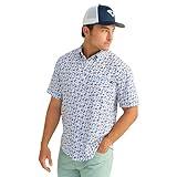 HUK Men's Standard Kona Pattern Short Sleeve Fishing Button Down Shirt, Naval Academy