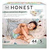 The Honest Company Clean Conscious Diapers for Sensitive Skin | Hypoallergenic, Fragrance Free | Spring '25 Limited Edition Prints | Club Box, Size 5 (27+ lbs), 44 Count