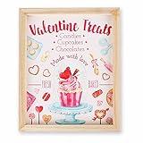 Valentines Day Decor 3pcs, Farmhouse Valentines Day Decor Wood Frame Set with 2 Interchangeable Wooden Printed Cards Kitchen Coffee Bar Valentines Day Decorations for the Home Rustic Home Decor Signs