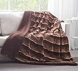 Tache Faux Fur Throw Blanket Brown 50 X 60 Inch Elegant Super Soft Warm Dark Golden Brown Faux Fur Throw Blanket for Lap Decorative Throw for Couch and Sofa