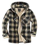 Elesuit Men's Flannel Shirt Jacket Fleece Lined Plaid Coat Full Zip Up Hoodie Winter Outwear Brown Medium