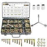 FMhotu 621Pcs Nuts and Bolts Assortment Kit, 15 Sizes Includes 1/4-20 5/16-18 3/8-16, SAE Grade 8 Alloy Steel Hex Cap Screws Nuts Washers with Wrenches Assortment Kit