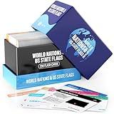 Countries of The World Flashcards – 290 Country & US States Complete with Capital, Continent, Flag & More – Educational Geography Flash Card Game Gift for Kids, Family & Adults [Updated August 2024]