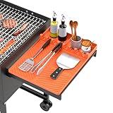 Silicone Grill Mat Compatible with Blackstone, Silicone Griddle Tools Mat with Drip Pad, Spatula Mat for Outdoor Grill Kitchen Counter (Orange)