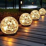 JKIMK Solar Globe Lights Outdoor Waterproof-Solar Balls for Garden-Cracked Glass Ball Solar Lights Outdoor-Solar Orbs for Outside-Outdoor Decorations for Patio and Yard Lawn Backyard Decor