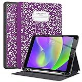 Supveco Case for iPad 9th/8th/7th Generation 10.2 inch (2021/2020/2019 Model) with Pencil Holder, Premium Folio Stand Case with Auto Wake/Sleep,Soft TPU Back Shell Cover for iPad 10.2 Inch-Purple