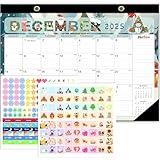 Desk Calendar 2025-2026, Anti Ink Bleed, Plastic Cover, Ample Space, 18 Months Wall Calendar 2025-2026 with Stickers, 17" x 12" Seasonal Desktop Calendar for Home, School, Office Planning- Colorful
