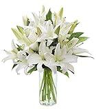 Pure Love White Lily Bouquet of White Lilies with Vase, 10 Count - Holidays Collection - Bloom2Door Prime Next Day - Gift for Birthday, Anniversary,Thank You,Valentine, Mother’s Day Fresh Flowers