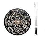 Golgner Wooden Divination, Wooden Pendulum Board Dowsing with Crystal Dowsing, Witchcraft Wiccan Altar Supplies Kit, Wooden Carven Board for Divination Decoration 9.8in