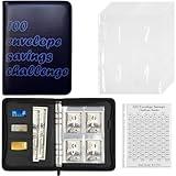 MTGPRO 100 Envelopes Money Saving Challenge Binder, A5 Savings Binder with Envelopes & Challenge Tracker- Savings Challenges Book to Save $5,050(Dark Blue)