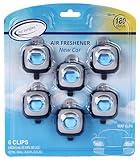 Air Jungles New Car Scent Car Air Freshener Clip, 6 Car Freshener Vent Clips, 4ml Each, Long Lasting Air Freshener for Car, Up to 180 Days Car Refresher Odor Eliminator