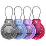 for AirTag Holder Waterproof Case with Keychain, Hidden Air Tags-4 Pack for Apple Air Tag Holder with Wire Cable Lock Key Ring Chain Air Tagholder Accessories for GPS Item Tracker Kids,Keys,Luggage