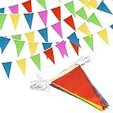 Novelty Place 100 Feet Pennant Banner - 75 Multicolor Bunting Flags (8x11 Inches) - Birthday Party Grand Opening Christmas Decorations