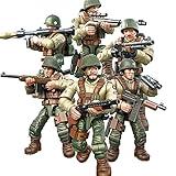 MEIEST 6 PCS Mini WWII Soldier Military Action Figures, Army Model Building Block Toys with Multiple Military Weapons Accessories,Party Favors Set for Kids (US Army)