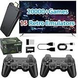 Wireless Retro Game Console Stick Built-in 20000+ Classic Games, 4K HDMI Output Nostalgia Plug & Play Retro Video Gaming Stick with 15 Emulators and Dual 2.4G Wireless Controller（64GB Memory Card）