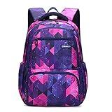 MITOWERMI Kids Backpack for Boys Girls Elementary School Bags Backpacks for Girls Children Bookbags Primary Kindergarten Backpack Purple Geometric