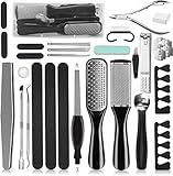 Professional Pedicure Kit, 26 in 1 Stainless Steel Foot Care Tools With Foot File and Callus Remover for Men Women Travel