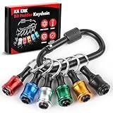 Push to Unlock,Katerk 6pcs 1/4 inch Hex Shank Aluminum Alloy Screwdriver Bit Holder Light-Weight Quick-Change Extension Bar Keychain Drill Screw Adapter Portable,Black Carabiner,Tool Gifts for Men