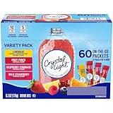 Generic Crystal Light Packets, 60 Count On-The-Go Variety Pack, Sugar Free - Lemonade, Fruit Punch, Raspberry Lemonade, and Wild Strawberry