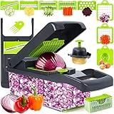 Vegetable Chopper, Onion Chopper, Mandolin Slicer,Pro 10 in 1professional food Choppermultifunctional Vegetable Chopper and Slicer, Dicing Machine, AdjustableVegetable Cutter With Container (Grey)