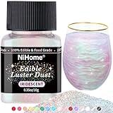 NiHome Edible Food-Grade Glitter Powder Glimmer Luster Dust Metallic Fancy Food Decorating Sprinkle Glimmery Dust for Drink Wine Beverage Cake Bakery Vegan Allergen-Free (Iridescent, 0.35oz/10g)