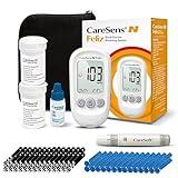 CareSens N Feliz Blood Glucose Monitoring Kit with 100 Blood Sugar Test Strips, 100 Lancets, 1 Blood Glucose Meter, 1 Lancing Device, 1 Control Solution, Travel Case for Diabetes Testing Kit