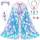 Princess Dress Up for Girls 4-6, Mermaid Toddler Toys for Ages 3-8, 8 Pcs Shiny Sequin Princess Cape Set Kids Toys, Princess Girl Toys for Easter Halloween Birthday Christmas Gifts Party Favors