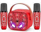 Mini Karaoke Machine Toys Gifts: Kids Toys Birthday Gifts for 4 5 6 7 8 9 Years Old Girl Boy LED Portable Bluetooth Speaker with 2 Wireless Microphone Girl Boy Kid Adult Gift Age 3-12+