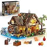 INSOON Wood Cabin Building Set with LED Light, 2570 PCS Wooden Forest House Mini Building Block Toy with Waterwheel Pond Animals, Big House Construction Model for Adults Teens Kids Boys Girls 10-12+