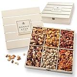 Nut Gift Basket, in Reusable Wooden Crate, Healthy Gift Option, Gourmet Snack Food Box, with Unique Flavors, Great for Feel Better, Sympathy & Birthday- Bonnie & Pop