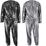 Heavy Duty Sauna Suit Men Women Weight Loss Exercise Slimming Gym Fitness Workout Anti-Rip Sweat Suit (Black, M)