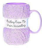 Boxer Gifts 'Knitting Keeps Me From Unraveling' Novelty Knitting Gift Mug | Light Pink Colour With Realistic Yarn Detailing | Amazing Christmas, Birthday Or Mother's Day Gift For Her