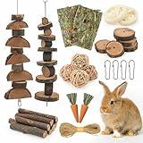 matafat Rabbit Toys, 30 Pcs DIY Rabbit Chew Toys Kit for Teeth Guinea Pig Treats Natural Timothy Hay Chips with Herbal Flowers Bunny Enrichment Toys for Hamster Gerbils Chinchillas