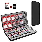 FYY Nintendo Switch Game Case Holder for Switch 2 Cartridge Case with 24 Game Card Slots & 48 Micro SD Card Slots, Hard Shell, Silicone Lining Black