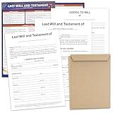 Last Will and Testament Kit – Legal Will and Trust Forms for Estate Planning, Do It Yourself Will Kit for Peace of Mind – Includes 2 Will Forms, Codicil Kit, Guide, Information Sheet, Envelopes Poster