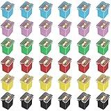 Joinfworld 36Pcs Jcase Fuse Assortment Kit Automotive Low Profile Box Shaped Micro Cartridge Fuses(20A, 30A, 40A, 50A, 60A, 80A) for Ford Chevy/GM Nissan and Toyota Pickup Trucks Cars SUVs