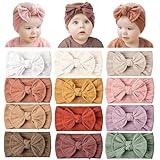 Prohouse 12 Pack Baby Nylon Headbands Hairbands Hair Bow Elastics Handmade Hair Accessories for Baby Girls Newborn Infant Toddlers Kids(Pink)