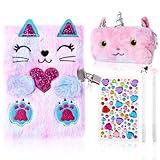 Cat Diary with Lock Gift for 6 7 8 Year Old Girl,Secret Journal Notebook Diary for Girls,Kids Journals for Girls Christmas Gift Set,Secret Diary with Pen Pouch Panda Keychain Cat Paw Pen.