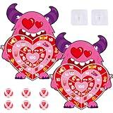 chiazllta 2Pcs Valentine's Day Dart Board Sticky Balls Toys Games Cartoon Monster Dart with 6 Sticky Balls Valentines Dart Board Game for Kids Indoor Outdoor Sports Classroom Gifts Party Games