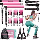 Pilates Bar Kit with Resistance Bands, Multifunctional Pilates Bar for Women & Men with Heavy-Duty Metal Adjustment Buckle, Pilates Home Equipment for Full Body Workouts