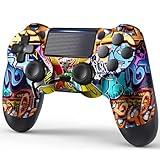 TIANHOO PS4 Controller, Wireless PS4 Controller for PS4/Pro/Slim, with Vibration Feedback, Motion Sensing, Touchpad, Light Bar, Share, Speaker, 3.5mm Headphone Jack (Graffiti)