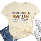 Teacher Shirts Speech Therapy Shirt: Women Special Education Sped Teacher T-Shirt Mental Health Graphic Tee Top Apricot