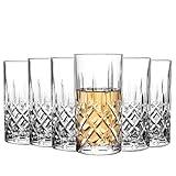 binsakao Highball Glasses Collins Tall Beverage Set of 6, 14 Ounce Cups Glassware for Drinks, Water, Beer, Soda