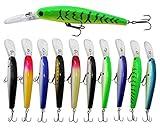 10pcs Fishing Lures Hard Bait Minnow Deep Diving Swimbait Walleye Lures Topwater Lures Bait for Bass Trout Pike Freshwater Saltwater Lures Kit