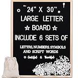 Extra Large Felt Letter Board 24x30 Inches with 4 Sets of Letters Wall Mount Changeable Wooden Letter Boards Large Board with Letters Changeable for Home Decor Baby Announcement Price Menu List