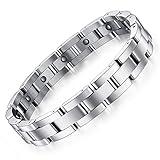 Feraco Magnetic Bracelets for Men Sleek Titanium Stainless Steel Magnetic Therapy Bracelet with Sizing Tool, Jewelry Gifts for Men (Silver)