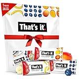 That's it. Mini Fruit Bars Gift Pouch (Variety 36 Count) No Sugar Added, Plant-Based, Vegan & Gluten Free, Paleo, Non GMO, Fiber (12 Banana, 12 Blueberry, 12 Mango)